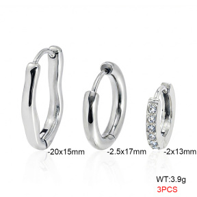 6E4005066bbov-900  316 Pin Zircon,Handmade Polished  Stainless Steel Earrings