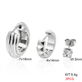 6E4005070abol-900  316 Pin Zircon,Handmade Polished  Stainless Steel Earrings