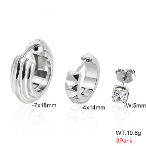 6E4005071vhnv-900  316 Pin Zircon,Handmade Polished  Stainless Steel Earrings
