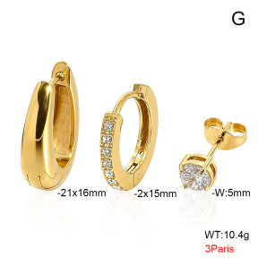6E4005073aivb-900  316 Pin 14K PVD Zircon,Handmade Polished  Stainless Steel Earrings