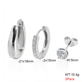 6E4005075vhnv-900  316 Pin Zircon,Handmade Polished  Stainless Steel Earrings