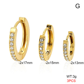 6E4005076vhhl-900  316 SS 14K PVD Zircon,Handmade Polished  Stainless Steel Earrings