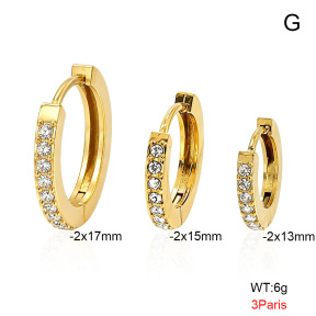 6E4005077aiil-900  316 SS 14K PVD Zircon,Handmade Polished  Stainless Steel Earrings