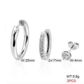6E4005082vbnl-900  316 Pin Zircon,Handmade Polished  Stainless Steel Earrings