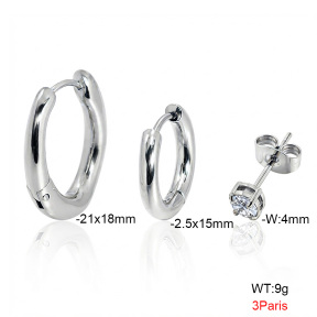 6E4005087bhil-900  316 Pin Zircon,Handmade Polished  Stainless Steel Earrings