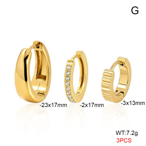 6E4005088bhva-900  316 Pin 14K PVD Zircon,Handmade Polished  Stainless Steel Earrings