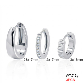 6E4005090abol-900  316 Pin Zircon,Handmade Polished  Stainless Steel Earrings