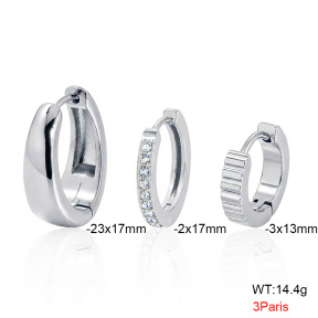 6E4005091vhnv-900  316 Pin Zircon,Handmade Polished  Stainless Steel Earrings