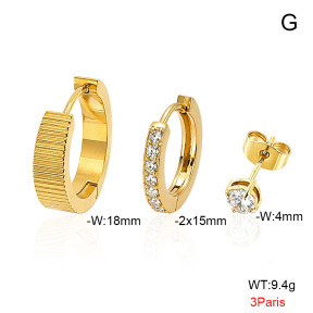 6E4005093biib-900  316 Pin 14K PVD Zircon,Handmade Polished  Stainless Steel Earrings