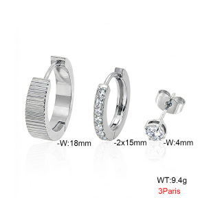 6E4005095ahpv-900  316 Pin Zircon,Handmade Polished  Stainless Steel Earrings