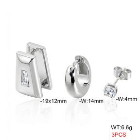 6E4005098abol-900  316 Pin Zircon,Handmade Polished  Stainless Steel Earrings