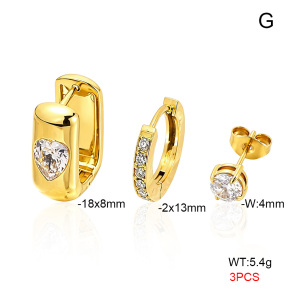 6E4005100bhva-900  316 Pin 14K PVD Zircon,Handmade Polished  Stainless Steel Earrings