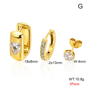 6E4005101vhpl-900  316 Pin 14K PVD Zircon,Handmade Polished  Stainless Steel Earrings
