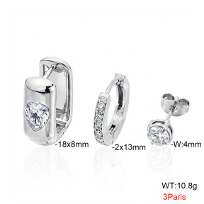 6E4005103vhml-900  316 Pin Zircon,Handmade Polished  Stainless Steel Earrings