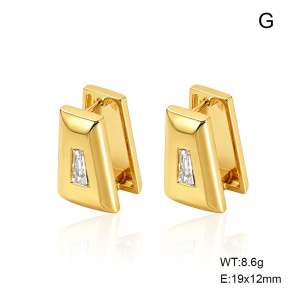 6E4005104vbnb-G038  316 SS 14K PVD Zircon,Handmade Polished  Stainless Steel Earrings