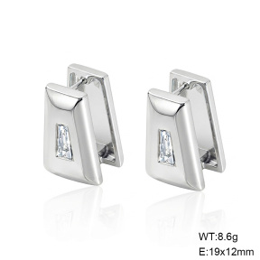 6E4005105bbln-G038  316 SS Zircon,Handmade Polished  Stainless Steel Earrings
