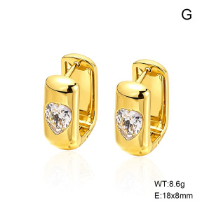 6E4005106vbnb-G038  316 SS 14K PVD Zircon,Handmade Polished  Stainless Steel Earrings