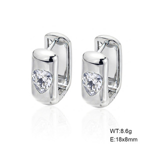 6E4005107bbln-G038  316 SS Zircon,Handmade Polished  Stainless Steel Earrings
