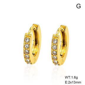 6E4005108vbnb-G038  316 SS 14K PVD Zircon,Handmade Polished  Stainless Steel Earrings