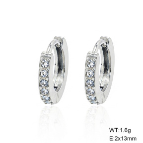 6E4005109bbln-G038  316 SS Zircon,Handmade Polished  Stainless Steel Earrings