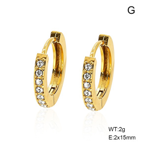 6E4005110vbnb-G038  316 SS 14K PVD Zircon,Handmade Polished  Stainless Steel Earrings