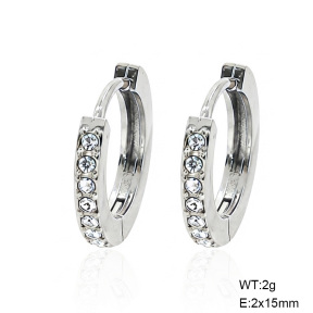 6E4005111bbln-G038  316 SS Zircon,Handmade Polished  Stainless Steel Earrings