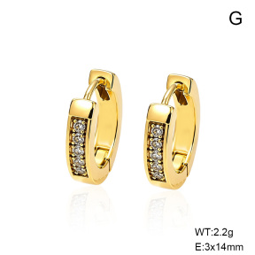6E4005112vbnb-G038  316 SS 14K PVD Zircon,Handmade Polished  Stainless Steel Earrings