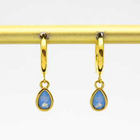 6E4003776vhha-700  Zircon,Handmade Polished  E:8x6mm  Stainless Steel Earrings