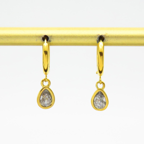 6E4003777vhha-700  Zircon,Handmade Polished  E:8x6mm  Stainless Steel Earrings