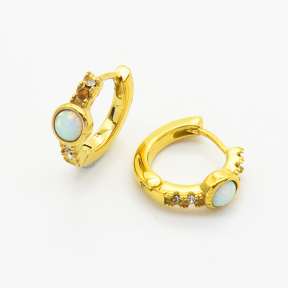 6E4003791vhov-106D  Synthetic Opal & Czech Stones,Handmade Polished  E:16mm  Stainless Steel Earrings