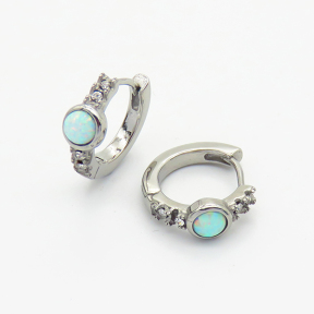 6E4003792vhmv-106D  Synthetic Opal & Czech Stones,Handmade Polished  E:16mm  Stainless Steel Earrings