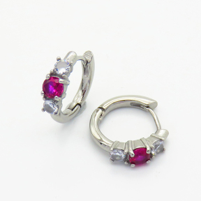 6E4003800ahjb-106D  Zircon,Handmade Polished  E:17mm  Stainless Steel Earrings