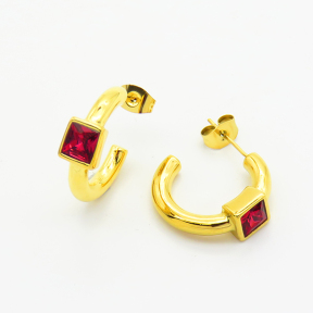 6E4003803bhia-700  Zircon,Handmade Polished  E:20mm  Stainless Steel Earrings