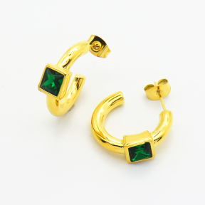 6E4003804bhia-700  Zircon,Handmade Polished  E:20mm  Stainless Steel Earrings