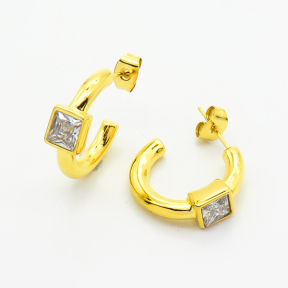 6E4003805bhia-700  Zircon,Handmade Polished  E:20mm  Stainless Steel Earrings