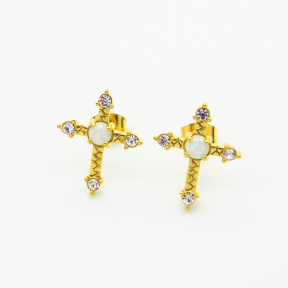 6E4003806ahlv-700  Synthetic Opal & Czech Stones,Handmade Polished  E:18x15mm  Stainless Steel Earrings