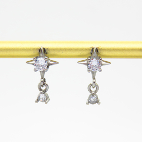 6E4003813ahjb-106D  Zircon,Handmade Polished  E:11mm  Stainless Steel Earrings