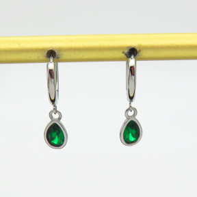 6E4003819vbpb-700  Zircon,Handmade Polished  E:8x6mm  Stainless Steel Earrings