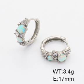 6E4003824vhnv-106D  Synthetic Opal & Czech Stones,Handmade Polished  Stainless Steel Earrings