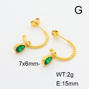 6E4003830ahjb-700  Zircon,Handmade Polished  Stainless Steel Earrings