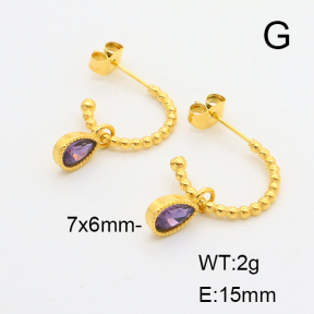 6E4003831ahjb-700  Zircon,Handmade Polished  Stainless Steel Earrings