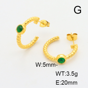 6E4003833vhha-700  Zircon,Handmade Polished  Stainless Steel Earrings