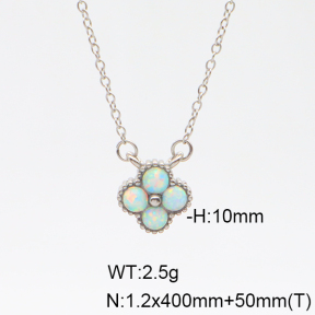 6N4004022ahjb-106D  Synthetic Opal,Handmade Polished  Stainless Steel Necklace