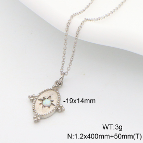 6N4004044bhva-106D  Synthetic Opal,Handmade Polished  Stainless Steel Necklace