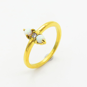 6R4000833vhmv-700  6-8#  Synthetic Opal & Czech Stones,Handmade Polished  R:10mm  Stainless Steel Ring