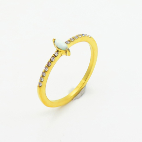 6R4000837vhml-700  6-8#  Synthetic Opal & Czech Stones,Handmade Polished  R:6mm  Stainless Steel Ring