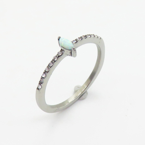 6R4000838vhll-700  6-8#  Synthetic Opal & Czech Stones,Handmade Polished  R:6mm  Stainless Steel Ring