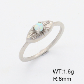 6R4000849ahlv-106D  6-8#  Synthetic Opal & Czech Stones,Handmade Polished  Stainless Steel Ring