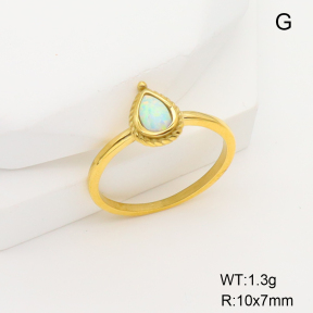 6R4000868vhmv-106D  6-8#  Synthetic Opal,Handmade Polished  Stainless Steel Ring