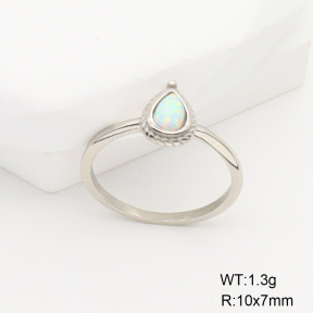 6R4000869vhkb-106D  6-8#  Synthetic Opal,Handmade Polished  Stainless Steel Ring